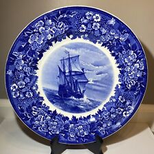 Wedgwood Antique Mayflower Provincetown Harbor Plate 1965, England, Cobalt Blue  picture