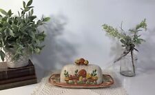 Vintage MCM Ceramic Mushroom Butter Dish With Lid~RETRO~Hand Painted~9” X 3”x 4” picture