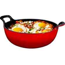 NIB Bruntmor Enameled Cast Iron Balti Dish Pot Pan, Fire Red, 3 qt picture