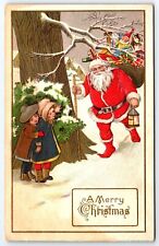 Santa Claus in a Red Suit Toys Children Lantern Early 1900s Embossed DB Postcard picture
