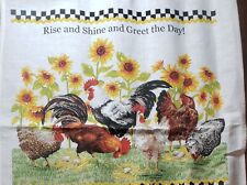Vintage 2003 Cottagecore Country Barnyard Rooster Linen Calendar Towel *NEW* picture