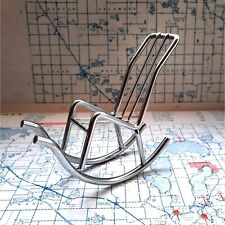 Vintage Miniature Chrome Stainless Steel Rocking Chair Modern Art Doll House Fig picture