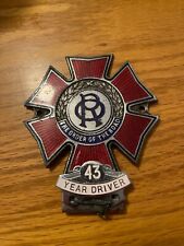 Vint. 50s/60s Order Of The Road 43 Year Driver Auto Motor Car Enamel Badge picture