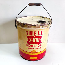 1952 Vintage Shell X100 Motor Oil Automobile Advertising Tin Bucket USA 4Ga T121 picture