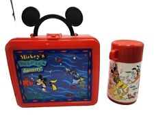 Vintage Disney Mickey Mouse Deep Sea Discovery Red Lunch Box & Thermos Aladdin picture