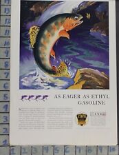 1931 SPORT FISH GOLDEN TROUT STREAM AUTO ETHYL GASOLINE ILLUS BURGER AD CX79 picture