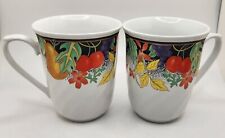 2 Lynns Fine China Coffee Mug Cup Fruit Pattern 8 Oz picture