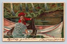 Brevkort Canoe Antique Postcard UNP WOB UDB Carte Postale Welpostverein picture