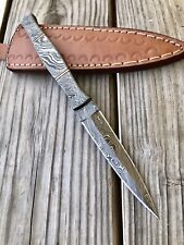 handmade Damascus steel hunting dagger fixed blade boot knife sheath EDC 399x picture