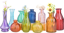 Bud Vases for Flowers,Glass Colored Bud Vase in Bulk Set of Colorful-10pcs picture