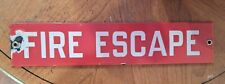 Vintage FIRE ESCAPE Porcelain Enamel Safety Advertising Sign - Red & White picture