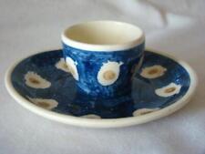 Humorous Vintage Hand Painted Sponged Pottery EGG CUP & PLATE, 