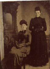 C.1890s Tintype 2 Beautiful Women W Victorian Dress Sisters D4146 picture