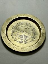 VTG Brass Lotus Trinket Dish~3.75” Round~Hand Etched In China~Earrings, Rings… picture