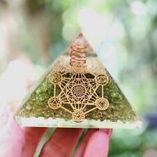 Natural Peridot Orgone Pyramid Metatron Cube XL 75mm 3in EMF & 5G Protection picture