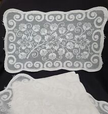 MCM Vintage Lace Placemat Set of 10 Screen Lace Scalloped Edge Lace 1960's  picture