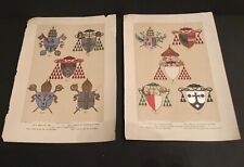 Catholic Art - Lot of 2 Antiquarian Lithograph/Bookplates of Prelate Armorials  picture