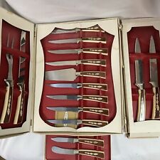 Vtg Sheffield Knife Serving Set Treasure Chest 19 Piece Set Carving Steak Cheese picture