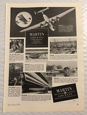 Vintage 1939 Martin Aircraft Print Ad - Full Page - Standard Of Skyway Supremacy picture