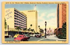 Linen Postcard, Miracle Mile Wilshire Los Angeles Vintage Automobile, c1950s? P2 picture