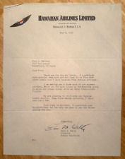 Hawaiian Airlines Limited - 1946 Honolulu, Hawaii vintage business letter picture