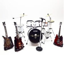 Miniature Drum Set White Rock Guitar Instrument MusicalDisplay Gift Scale 1:12 picture