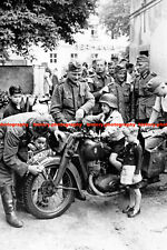 F019848 German Wehrmacht soldiers and boy on motorcycle Berlin c1940 WW2 picture
