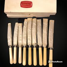 9 Viceroy Sheffield Table Knives Faux Cream Bone Handle 623 625 England See Pics picture