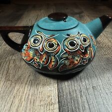 Ceramic FALL/OWL Hand Painted Tea/Coffee Pot w/lid Stoneware Colorful Kettle NEW picture