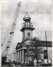 1964 Press Photo Dome is replaced on First Parish Church in Quincy, Mass. picture