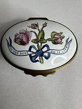 HALCYON DAYS ENAMEL AS THE ROSE SO IS LIFE OVAL TRINKET BOX w/BOX BROOK STREET picture
