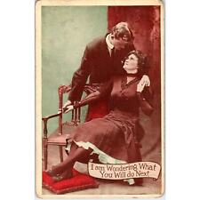 1918 WWI Romance Humor What Will You Do Next? Antique Postcard PD8 picture