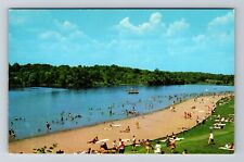 Liberty IN-Indiana, Bathing Beach And Lake, Park, Vintage Postcard picture