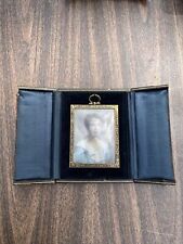 Antique Brass Framed Picture In A Small Leather Binder picture