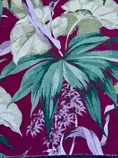 Hawaiian Gardens 1930s Burgundy Merlot Tropical Barkcloth Vintage Fabric PILLOWS picture