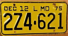Vintage Dec 1975 Missouri License Plate 