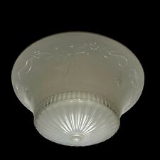 VINTAGE CEILING LIGHT LAMP SHADE GLOBE 3 Hole Floral Leaves Frosted Glass #69 picture