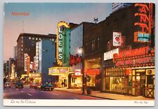 Montreal Quebec Canada, La Rue Ste Catherine Marquee Signs, Vintage Postcard picture