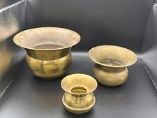 Lot Of 3 Vintage Solid Brass Spitoons picture