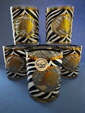 Vintage Set of 6 Cera Zebra Old Fashion Glasses Own by Liberace. picture