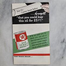 1937 New Texaco Motor Oil Advertising Postcard From Dealer 