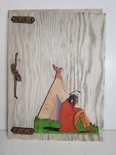Vintage Antique Scrapbook Native American Wooden Leather Bound Artwork Art Rare picture