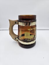 Vintage Brown Barrel Glass New York/Albany/Niagara FallsMug Souvenir 1970's Beer picture