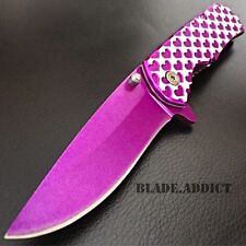 Valentine's Day Gift Ladies Purple HEART Spring Open Assisted Pocket Knife Women picture