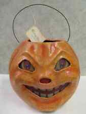 Bethany Lowe Happy Halloween Paper Mache Pumpkin Bucket - Large - Vintage Style picture