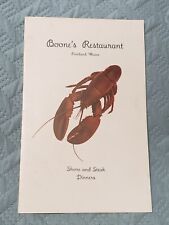 VINTAGE 1950's/1960's BOONE'S SEAFOOD Restaurant Menu PORTLAND MAINE  picture