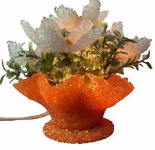 Vintage 1960's Popcorn  Lucite Fused Flower Arrangement Sculpture In Basket Lamp picture