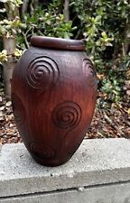 Hand carved wooden spiral/swirl vase from Bali-12x8 inches picture