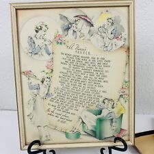 A Nurse's Prayer Buzza Motto Poem Framed Wall Plaque BM 8682 1939 VTG In Box USA picture