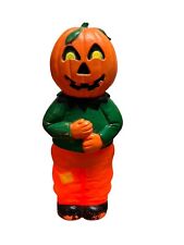 VTG Don Featherstone LIGHT UP Blow Mold Halloween Pumpkin Head Scarecrow Union  picture